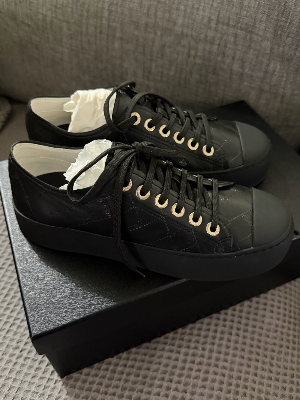 New in Box Chanel Authentic Black Sneakers Size 38 8